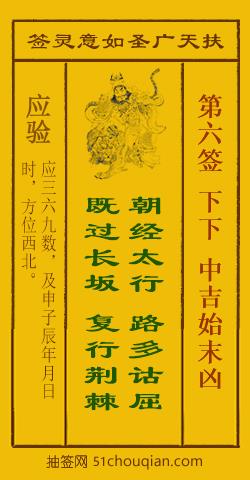 扶天广圣如意灵签第6签