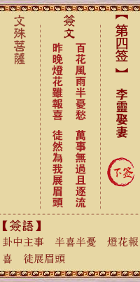 文殊菩萨灵签第4签