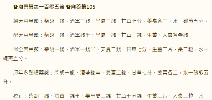 各庙药签第105签