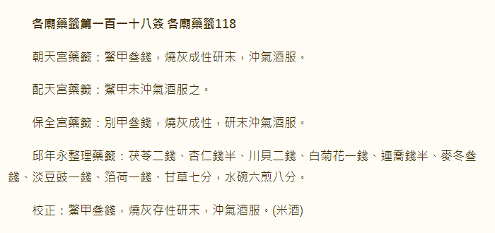 各庙药签第118签