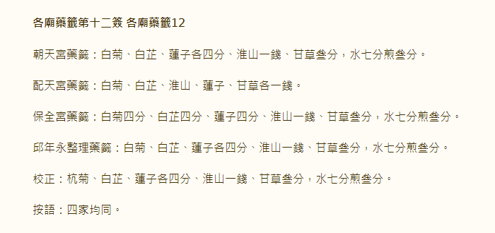各庙药签第12签