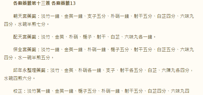 各庙药签第13签
