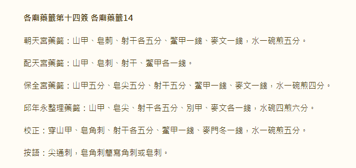 各庙药签第14签