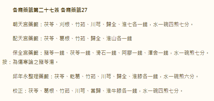 各庙药签第27签