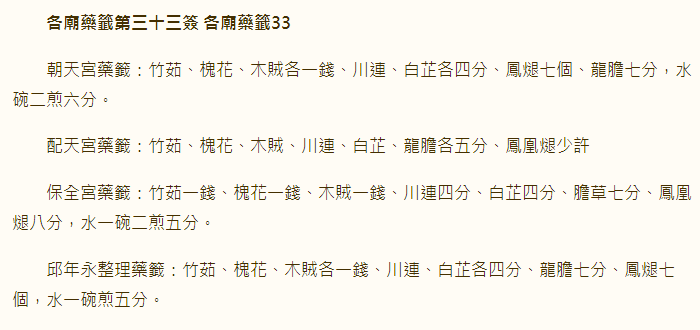 各庙药签第33签