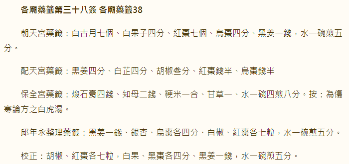 各庙药签第38签