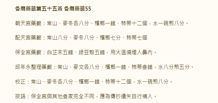 各庙药签第55签