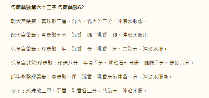 各庙药签第62签