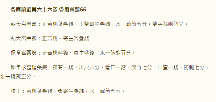 各庙药签第66签