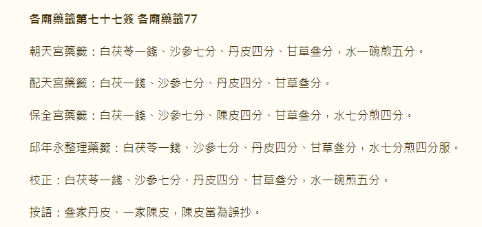各庙药签第77签